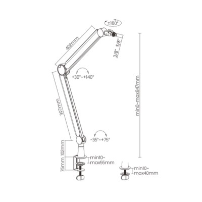 Пантограф (стойка) для микрофона Brateck MDS13-1 Пантограф (стойка) для микрофона Brateck MDS13-1