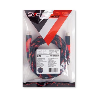 Интерфейсный кабель HDMI-HDMI SVC HR0300RD-P, 30В, Красный, Пол. пакет, 3 м Интерфейсный кабель HDMI-HDMI SVC HR0300RD-P, 30В, Красный, Пол. пакет, 3 м