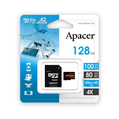 Карта памяти Apacer AP128GMCSX10U8-R 128GB с адаптером SD Карта памяти Apacer AP128GMCSX10U8-R 128GB с адаптером SD
