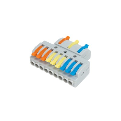 Клемма Deluxe 222-439 (0,08-4,0мм 32А) 3 конт.группы 1 ввод 3 вывода Клемма Deluxe 222-439 (0,08-4,0мм 32А) 3 конт.группы 1 ввод 3 вывода