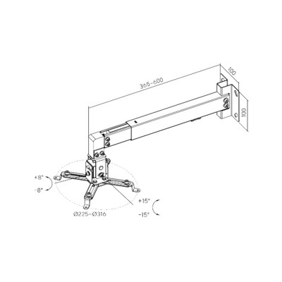 Кронштейн настенный Brateck PRB-2W Черный Кронштейн настенный Brateck PRB-2W Черный