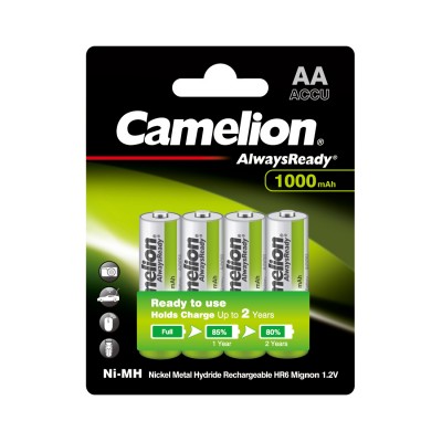 Аккумулятор CAMELION AlwaysReady Rechargeable Ni-MH NH-AA1000ARBP4 4 шт. в блистере Аккумулятор CAMELION AlwaysReady Rechargeable Ni-MH NH-AA1000ARBP4 4 шт. в блистере