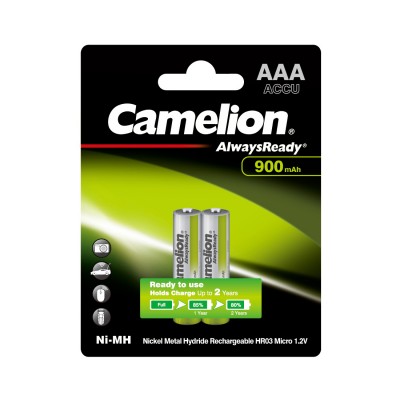 Аккумулятор CAMELION AlwaysReady Rechargeable Ni-MH NH-AAA900ARBP2 2 шт. в блистере Аккумулятор CAMELION AlwaysReady Rechargeable Ni-MH NH-AAA900ARBP2 2 шт. в блистере