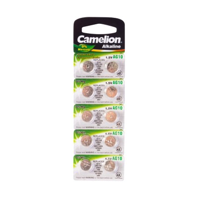 Батарейка CAMELION Alkaline AG10-BP10(0%Hg) 10 шт. в блистере Батарейка CAMELION Alkaline AG10-BP10(0%Hg) 10 шт. в блистере
