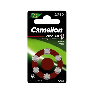 Батарейка CAMELION Zinc Air A312-BP6(0%Hg) 6 шт. в блистере Батарейка CAMELION Zinc Air A312-BP6(0%Hg) 6 шт. в блистере