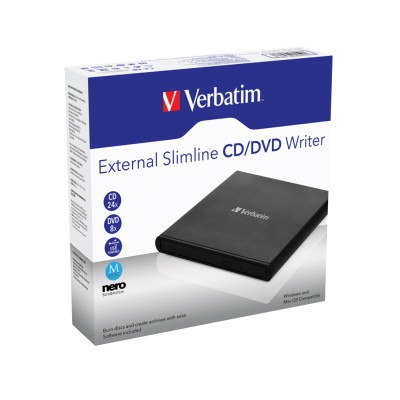 Внешний привод Verbatim CD/DVD 98938 Slim USB Чёрный Внешний привод Verbatim CD/DVD 98938 Slim USB Чёрный